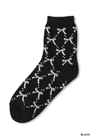 Zenana - Ribbon Printed Socks - Black
