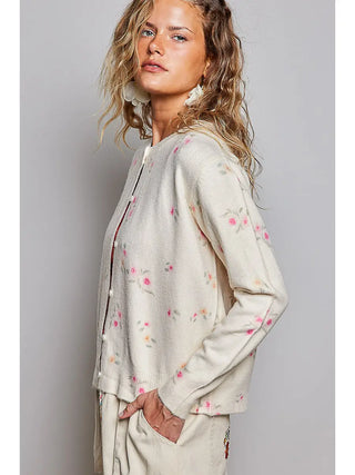 Pol - Vintage Allover Floral Print Button Cardigan Sweater Sale