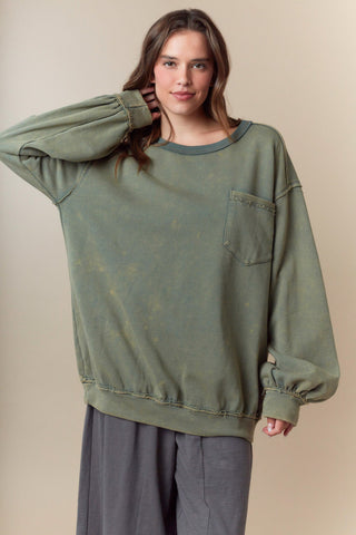 Fantastic Fawn -  French Terry Oversized Sweatshirt - Olive
