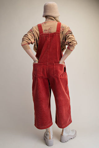 Easel - Flower Patch Washed Corduroy Denim Overalls