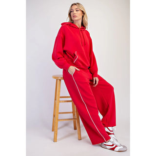 Rae Mode - Modal Scuba Luxe Piping Baggy Pants - True Red/cream