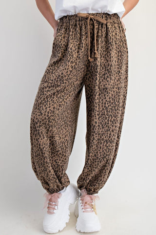 Easel - Animal Printed Washed Terry Pants