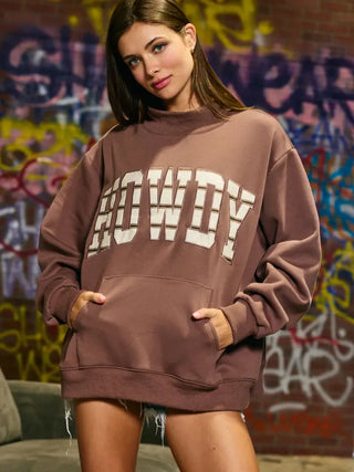 Howdy Applique Mock-neck Sweatshirt
