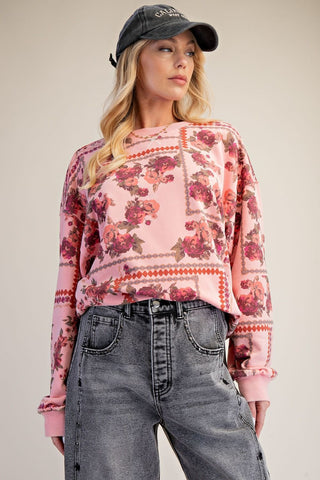 Easel - Signature Print Washed Terry Pullover