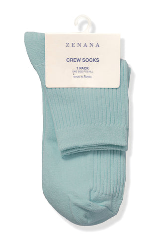 Zenana - Ribbed Crew Socks - Blue Grey