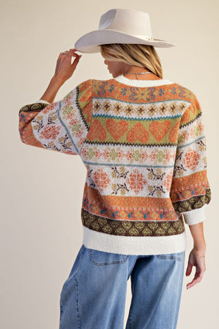 Easel - Multi Color Knitted Sweater - Ivory