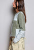 Pol - Waffle Knit Contrast Patchwork Top - Deep Matcha