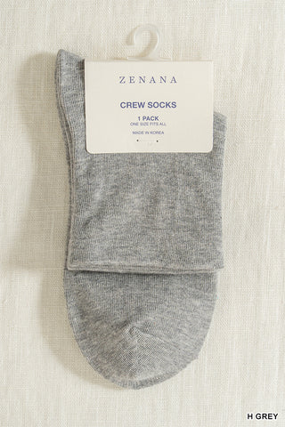 Zenana - Crew Socks - H. Grey