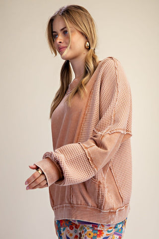 Easel - Thermal Mix Washed Terry Pullover - Almond