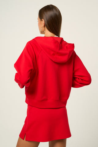 The Greii - Lightweight Casual Drawstring Zip Up - Red