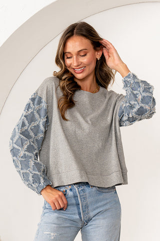 Sew In Love - Denim Sleeve Top - Grey Denim