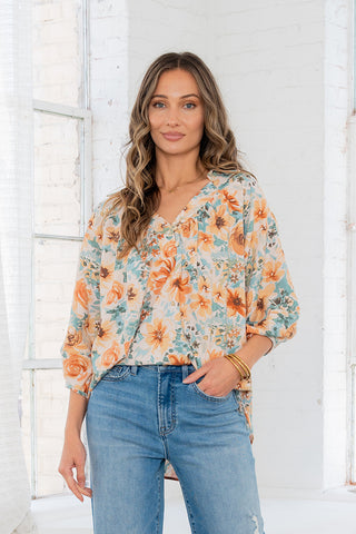 Sew In Love - Floral Top - Teal Brick