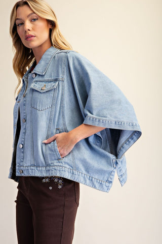 Easel - Dolman Slvs Washed Denim Jacket