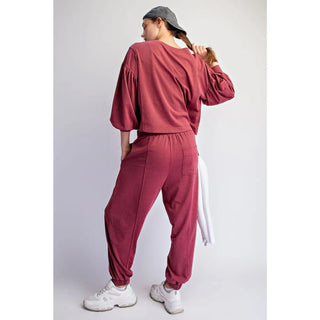 Rae Mode - Mineral Washed Balloon Jogger Set - Crimson