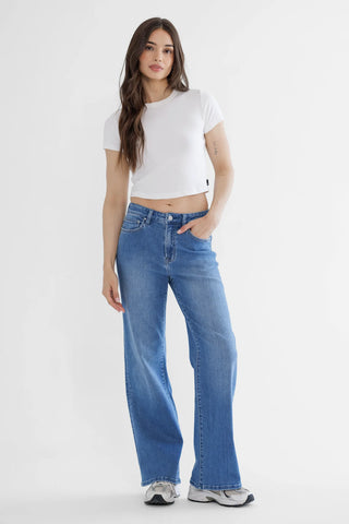 Mica Denim - High Rise Wide Leg - Medium Wash