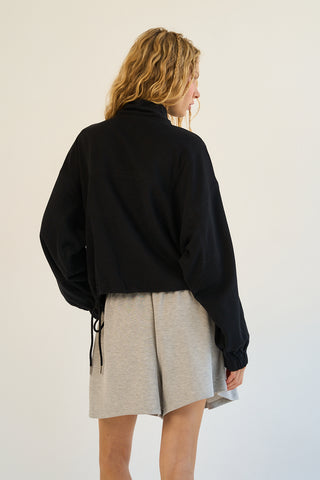 Greii - Premium Terry Half-Zip Pullover - Black