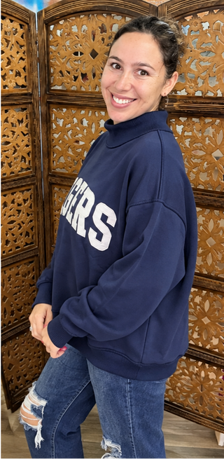 BUCKETLIST -  Tigers Mockneck Sweatshirt - Navy