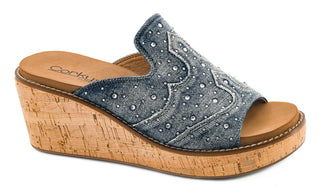 CORKYS Neon Moon Wedge Washed Blue Rhinestone