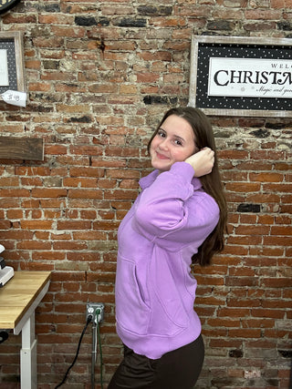 Zenana Half Zip Pullover Hoodie – Cozy Casual Essential - Bright Lavender