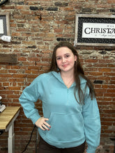 Load image into Gallery viewer, Zenana Snap Button Hoodie Pullover – Soft Fleece Casual Hoodie - Dusty Teal
