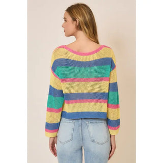 Cozy Co. - Open Knit Multi Color Pullover Sweater