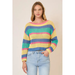 Cozy Co. - Open Knit Multi Color Pullover Sweater