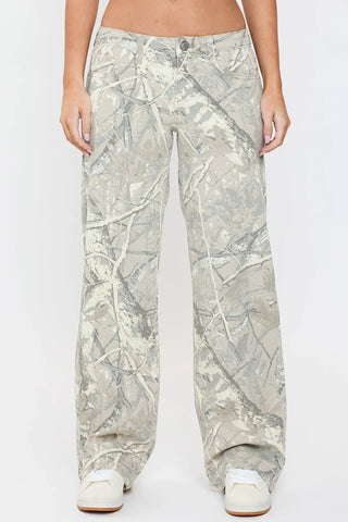 YMI Brittany Low Rise Wide Leg Jeans – Camo Print | Trendy Statement Denim
