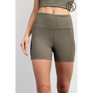 Rae Mode - Smoky Olive Nylon Rib Biker Pant with Side Pockets