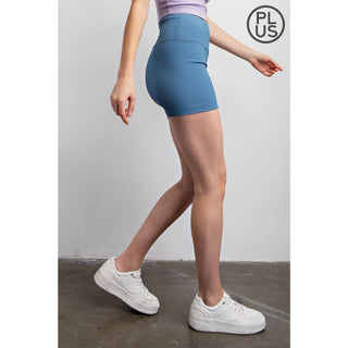 Rae Mode - Utility Blue Nylon Rib Biker Pant with Side Pockets