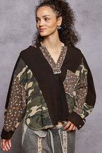 Load image into Gallery viewer, POL Long Sleeve Printed Contrast Thermal Hooded Knit Top
