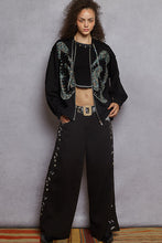 Load image into Gallery viewer, POL French Terry Stud Detail Floral Pattern Hoodie Knit Jacket

