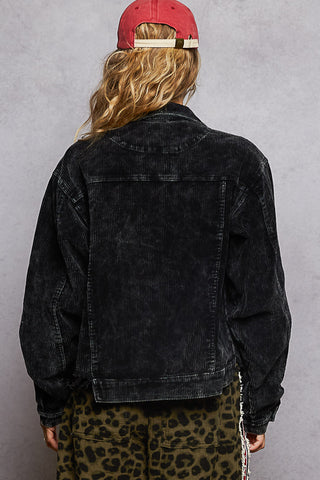 POL Pocket Front Button Down Corduroy Trucker Jacket