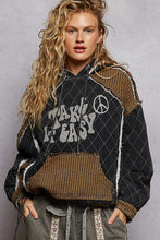 Load image into Gallery viewer, POL Vintage Washing Peace Quilted Woven Hoodie Top with Front Pocket
