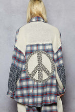 Load image into Gallery viewer, POL Vintage Washed Plaid Peace Patch Shirt Top
