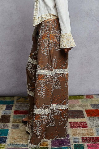POL Crochet Lace Patch Embroidered Woven Floral Pattern Pants