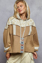 Load image into Gallery viewer, POL French Terry Gauze Print Patch Trim Hoodie Knit Top
