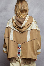 Load image into Gallery viewer, POL French Terry Gauze Print Patch Trim Hoodie Knit Top
