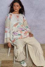 Load image into Gallery viewer, POL Round Neck Printed Peace Patch Overlock Stitch Knit Top
