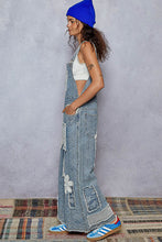 Load image into Gallery viewer, POL Crochet Contrast Patch Woven Overalls
