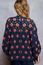 Load image into Gallery viewer, POL V-Neck Floral Contrast Crochet Cardigan Top
