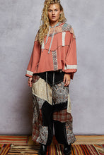 Load image into Gallery viewer, POL French Terry Gauze Print Patch Trim Hoodie Knit Top

