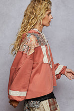 Load image into Gallery viewer, POL French Terry Gauze Print Patch Trim Hoodie Knit Top
