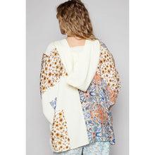 Load image into Gallery viewer, POL Oversize Long Thermal Crochet Contrast Patch Top
