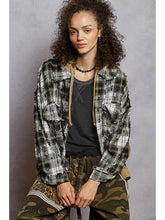 Load image into Gallery viewer, POL Snap Button Down Plaid Hooded Jacket
