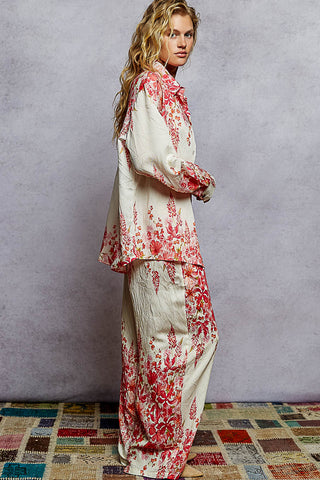 POL Printed Dual Slash Pocket Detail Woven Pants