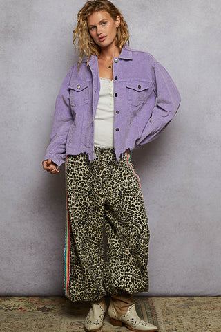 POL Pocket Front Button Down Corduroy Trucker Jacket