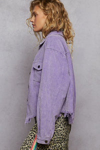 POL Pocket Front Button Down Corduroy Trucker Jacket