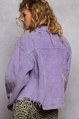 Array26 Array - POL Pocket Front Button Down Corduroy Trucker Jacket Lavender