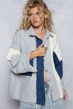 Load image into Gallery viewer, POL Houndstooth Contrast Sweater Panels Pocket Shacket
