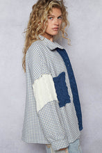 Load image into Gallery viewer, POL Houndstooth Contrast Sweater Panels Pocket Shacket
